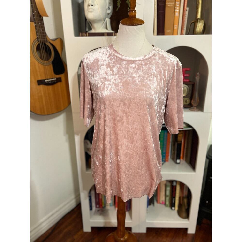 Divided H&M Womens Pink Velvet‎ Top Sz S Valentines Coquette Demure Feminine